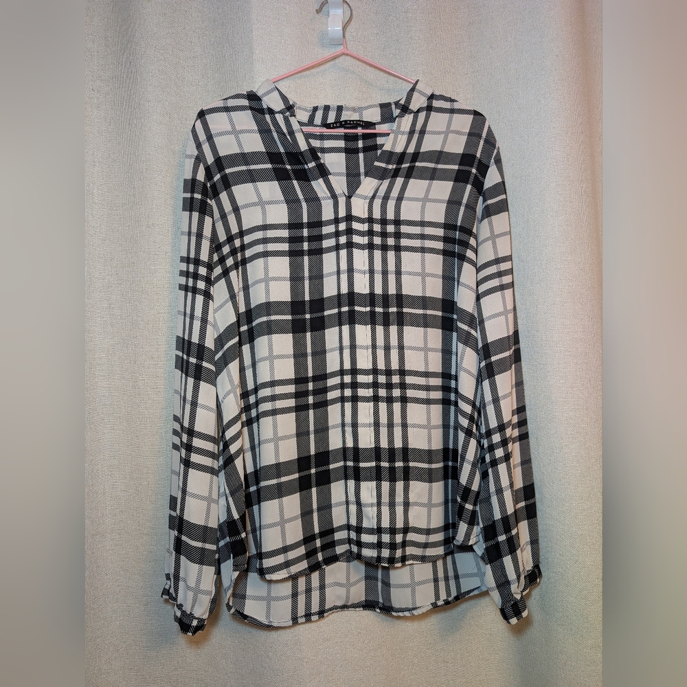 Plaid Black and White Women's Chiffon Top